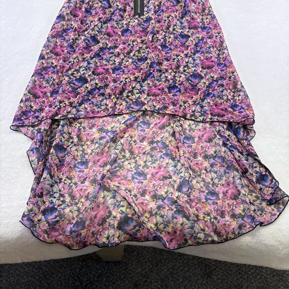 Material Girl Zip Corset Bustier Sleeveless High Low Dress Floral Chiffon XL - Picture 5 of 10